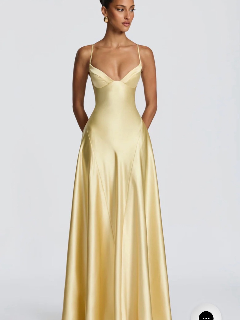 BABYBOO - Asterin Maxi Dress - Satin Evening Gown in Pale Gold